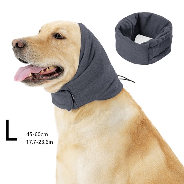 XYAIYT Dog Anxiety Relief Hood with Noise Reduction Adjustable Winter Calming Jacket for Small/Large Pets S/M/L Sizes(Gray,Large)