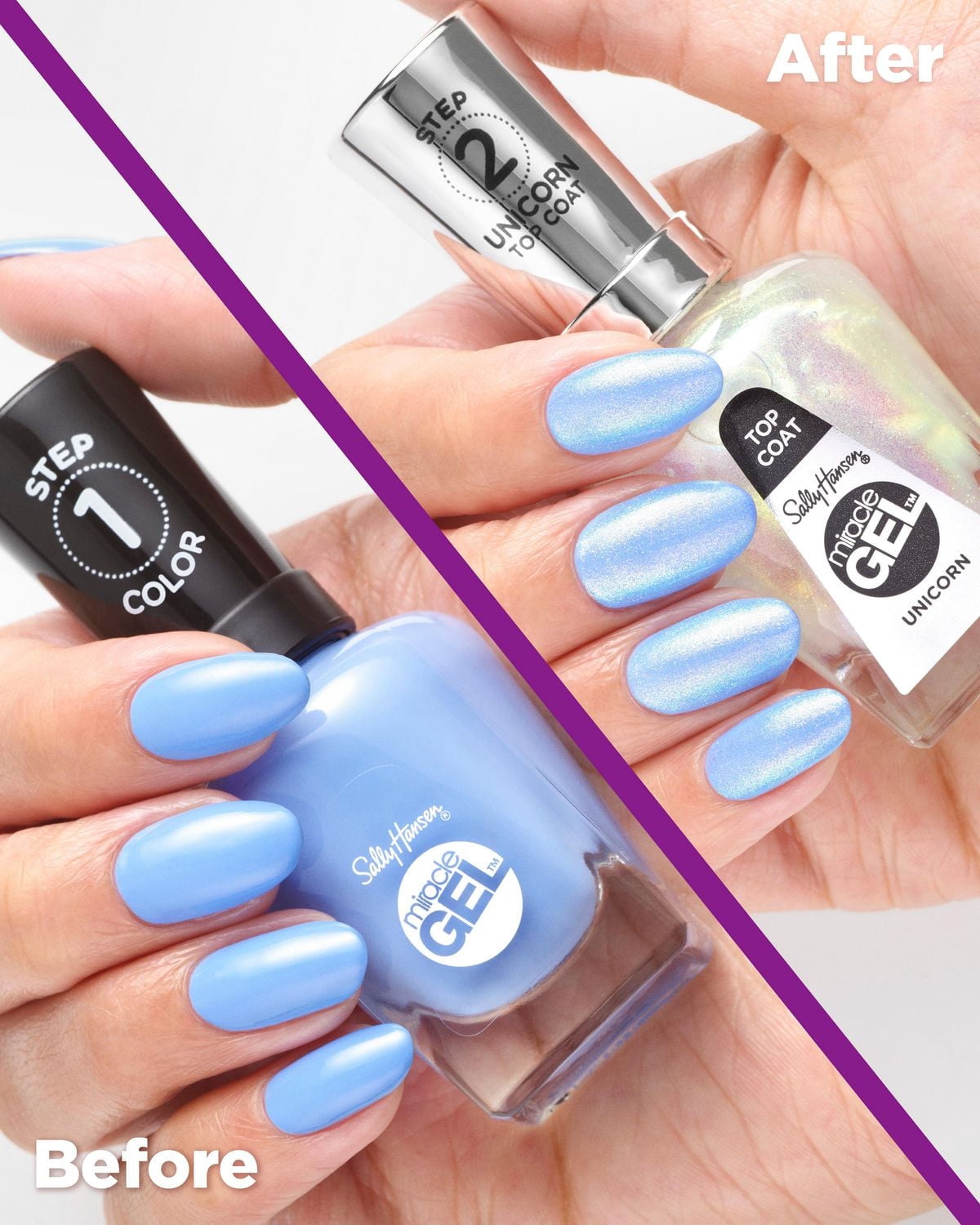 Sally Hansen - Vernis de finition Miracle Gel™, système de simili-gel en 2 étapes, sans lampe UV