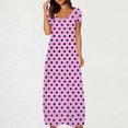 thumbnail image 2 of fatyb Robes Maxi à Manches Courtes pour Femmes Col Ras du Cou Décontractées Longues Robes Imprimées Robes T-Shirt d'Été, 2 of 5