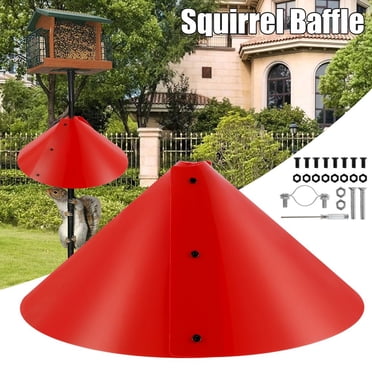 PENGXIANG Squirrel Baffle for Bird Feeder Pole Wrap Around Squirrel Baffle Proof Baffles Durable Premium Plastic Bird Feeder Guard with Hook New Upgrade Red(16 Inch Nonmetal)