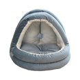 thumbnail image 3 of Lit pour Chat Intérieur, Nid de Chat, Confortable Semi-Fermé Lavable, Tente pour Animaux de Compagnie L Bleu Foncé, 3 of 9