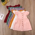 thumbnail image 3 of Xingqing Kids Baby Girls Organic Cotton Ruffled Tunic Dress Swing Sundress Princess, 3 of 8