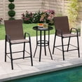 thumbnail image 4 of Costway 2 PCS Outdoor Bar Stools 29" Fabric Bar Height Stools with Armrests & Footrest Brown, 4 of 10