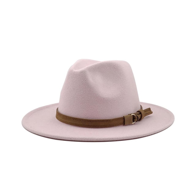 Transemion Fedoras Hat Decorative Cap Comfortable Solid Color Winter Headwear Caps Pink 56-58cm