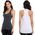 thumbnail image 4 of Women's Racerback Tank Tops Cotton Wide Strap Yoga Workout Undershirt Pack of 2, 4 of 7