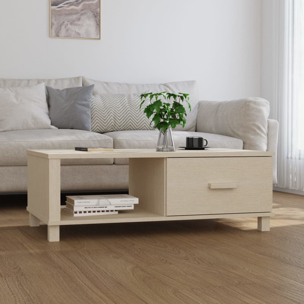 vidaXL Table Basse HAMAR Brun Miel 100x55x35 cm Bois Massif Pin
