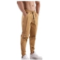 thumbnail image 4 of Amzcrzy Cargo Pants for Men Men's Fashion Casual Solid Color Pockets Elastic Rope Waist Casual Cargo Pants Men's Pants Men's Cargo Pants Pants for Men Men's Clothing Slacks for Men, 4 of 4