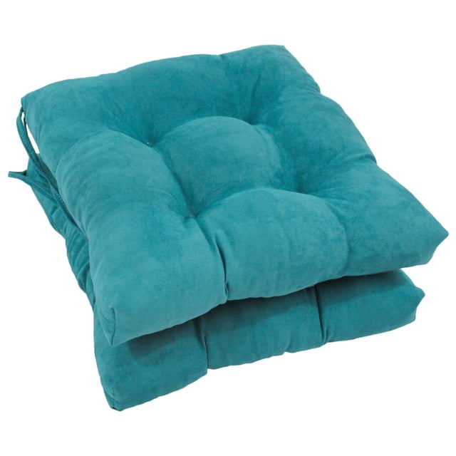 16-inch Solid Micro Suede Square Tufted Chair Cushions (Set of 2)