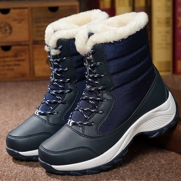 Pisexur Vendredi Fou Deals 2022! EGNMCR Bottes de Neige Chaudes pour Femmes Imperméables Bottillons d'Hiver à la Cheville Extérieur Doublés de Fourrure Antidérapants Chaussures pour Temps Froid
