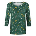 thumbnail image 4 of Pompotops T-shirt Ample Imprimé Mode Femme Manches 3/4 Blouse Col Rond Hauts Décontractés Liquidation, 4 of 5