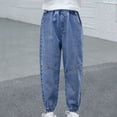 thumbnail image 1 of Full Length Pants Jeans Spring And Summer Cute Print Girls Pocket Elastic Waist Comfy Full Length Pants Jeans, 1 of 1