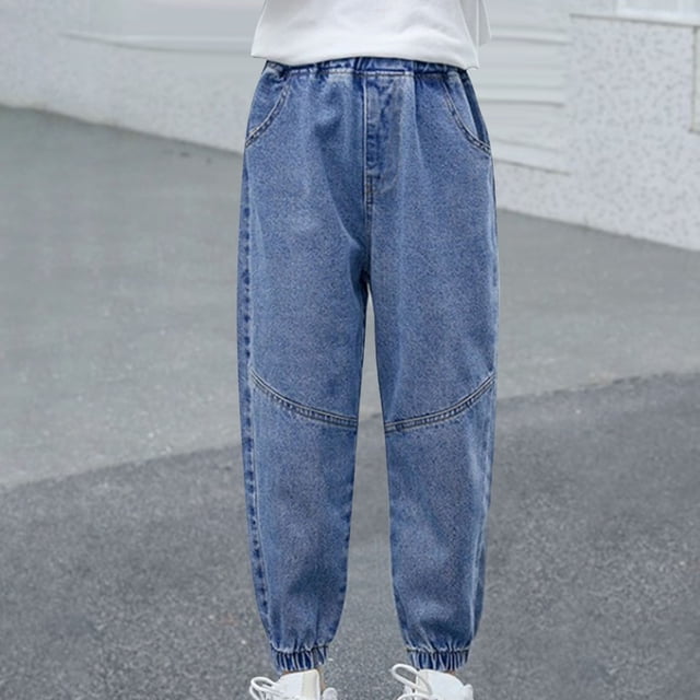 Full Length Pants Jeans Spring And Summer Cute Print Girls Pocket Elastic Waist Comfy Full Length Pants Jeans