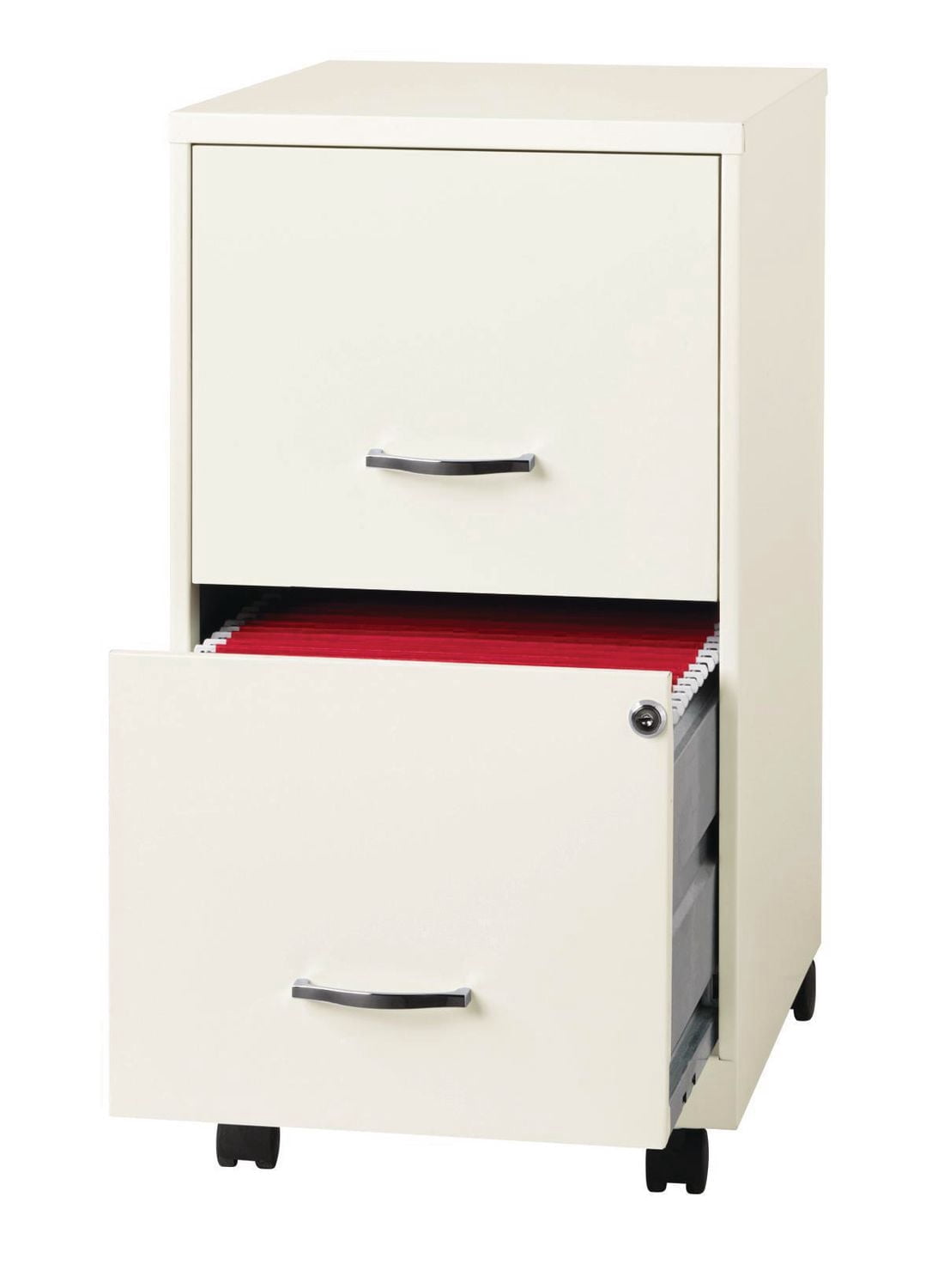 18" 2 Drawer Mobile Smart Vertical File Cabinet, Pearl White