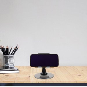 Raindrops Compact Black Phone Holder for Desk with Adjustable Foldable Design and Wide Compatibility