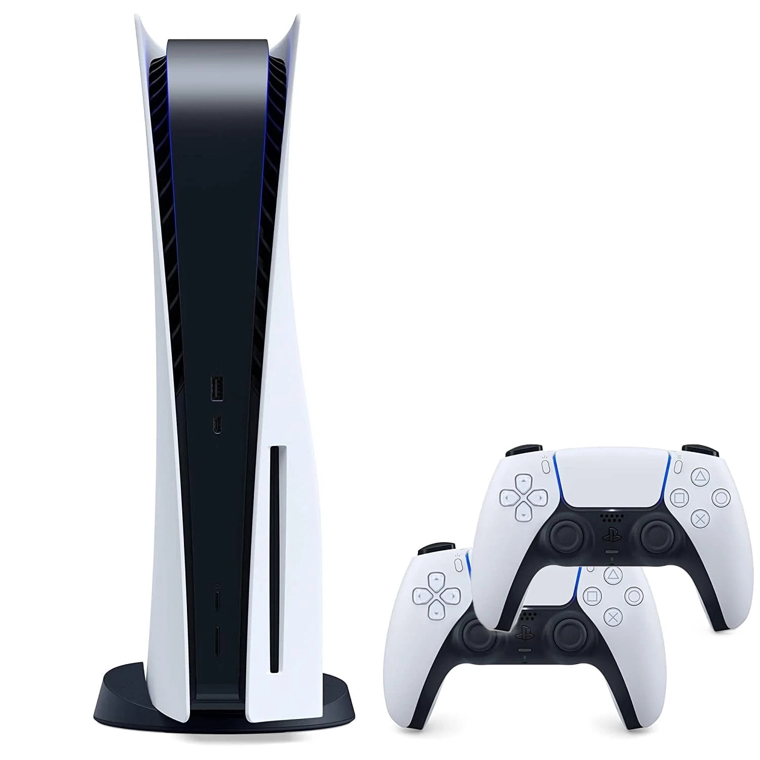 Sony - Playstation 5 PS5 Standard Game Console with 2 Retrofam Controllers - White (Refurbished)