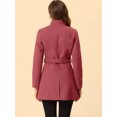thumbnail image 4 of INSPIRE CHIC Manteau Long Classique pour Femme à Col Montant, Manches Longues, d'Hiver, Ceinturé, S Rouge Melon D\'eau, 4 of 6