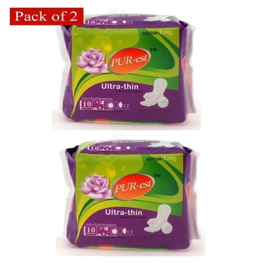 Purest Day Use Soft Cottony Cover Ultra Thin Long Sanitary Napkins 40s (Pack of 2)