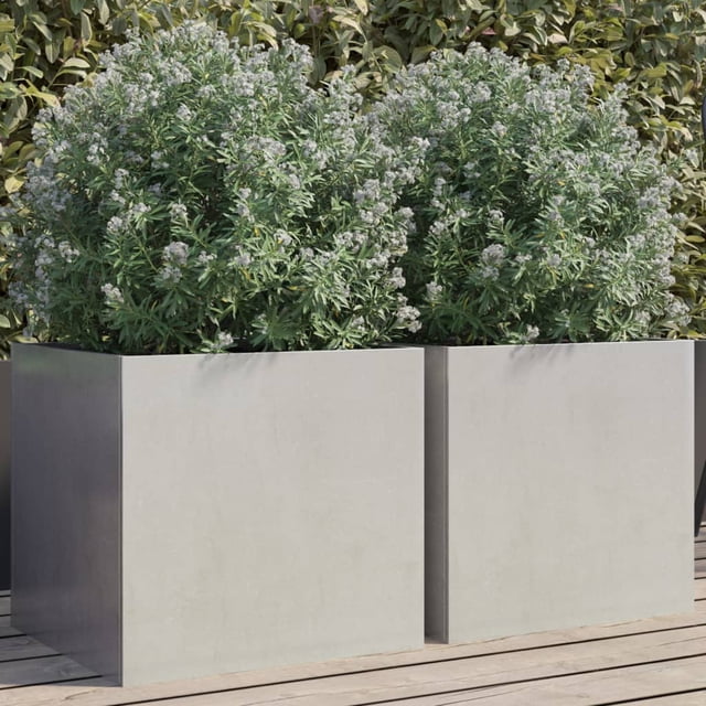 vidaXL Jardinières 2 Pcs Argent 42x40x39 cm Acier Inoxydable