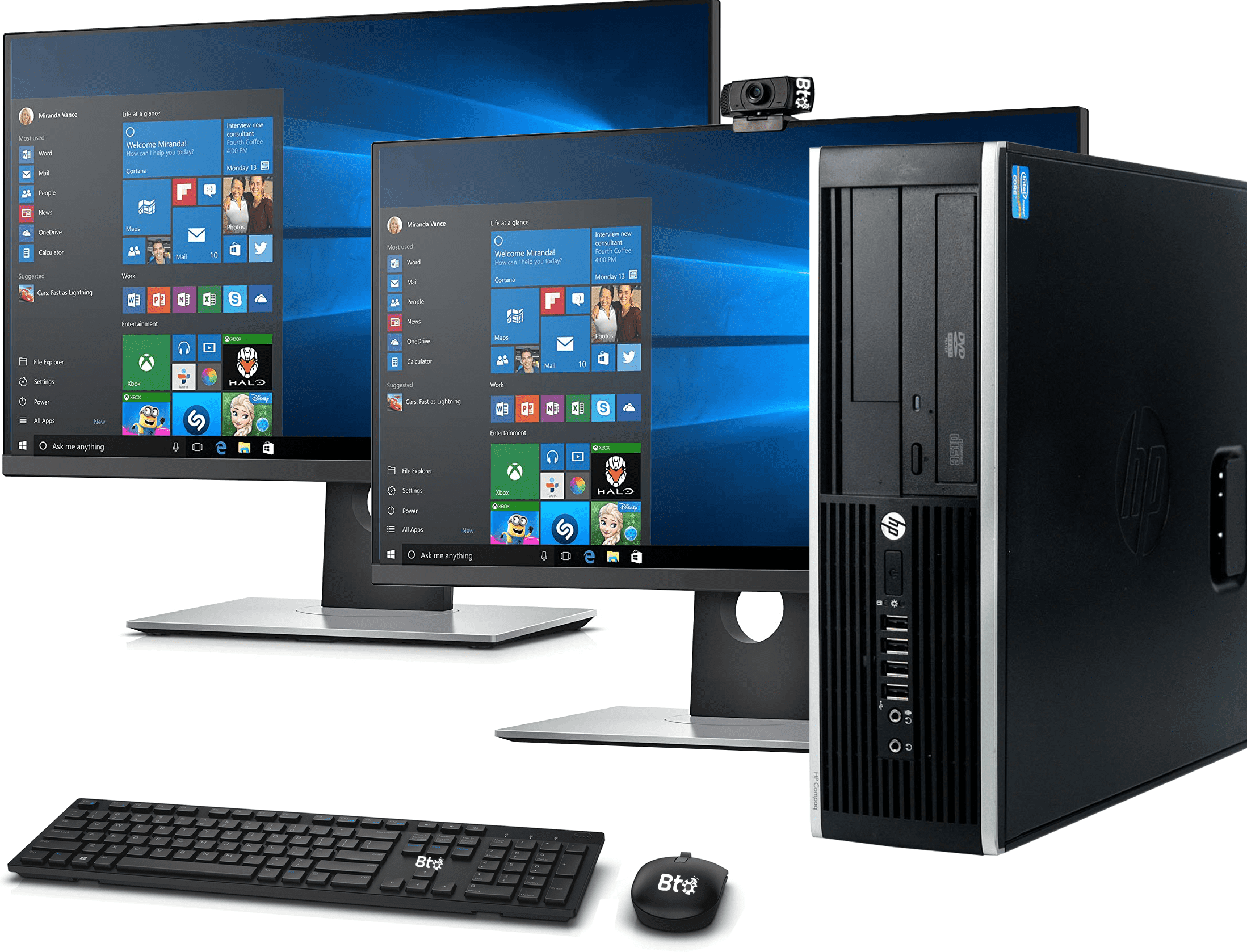 "HP Elite Desktop SFF Computer PC Intel Core i5 3.3GHz Processor 16GB Ram 1TB HDD Bto Wireless KB & Mouse Wifi Adapter Bluetooth Dual 19"" FHD LCD Bto 1080p Webcam Windows 10 Renewed"