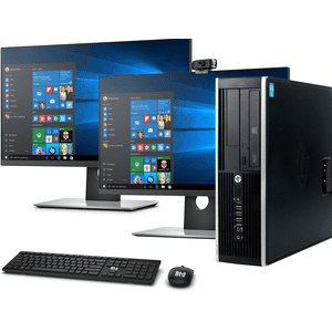 "HP Elite Bureau SFF Ordinateur PC Intel Core i5 3.3GHz Processeur 16GB Ram 1TB HDD Bto sans fil KB & Mouse Wifi Adaptateur Bluetooth Dual 19"" FHD LCD Bto 1080p Webcam Windows 10 Renouvelé"