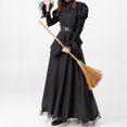 thumbnail image 4 of EQWLJWE Robe de Sorcière d'Halloween pour Femmes Manches Longues Bouffantes Gothique Court Manches Longues Col en V Robe à Lacets, 4 of 8