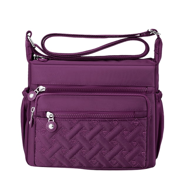 YOUSNH Sacoches Bandoulière Décontractées Imperméables à Multiples Poches pour Femmes, Sac Messager d'Épaule pour Voyage, Randonnée, Quotidien, Sacs d'Épaule en Violet. Ce Sac en Toile de nylon Présente Plusieurs Compartiments à Fermeture Éclair, une Poche avant Texturée Tissée et une Sangle D'Épaule Ajustable pour un Usage Polyvalent comme Sac à Main, Sac d'Épaule Ou Sac Bandoulière. le Sac Mesure 9,84 Pouces de Longueur, 5,11 Pouces de Largeur et 8,27 Pouces de Hauteur, Offrant un Grand Rangement pour des Essentiels comme un Téléphone, des Clés, une Pièce d