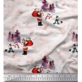 thumbnail image 1 of Soimoi polyester Crepe Fabric Snowman,Santa & Tree Christmas Decor Fabric Printed Yard 52 Inch Wide, 1 of 3