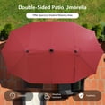 thumbnail image 4 of Gymax Outdoor 15' Double-Sided Patio Umbrella 48 Solar LED Lights Crank & Base Wine, 4 of 9