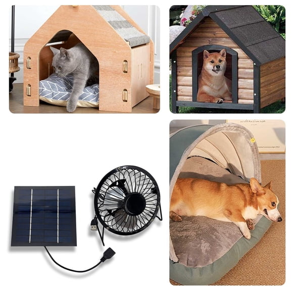 Solar Powered Exhaust Fan Kit, 5W Solar Panel Ventilation Fan for Chicken Coops, Greenhouses, Sheds, Pet Houses, Outdoor Camping and Window Exhaust, Plug and Play Daytime Cooling