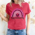 thumbnail image 1 of Meichang Hauts pour Femmes Chemise Tendance de la Saint-Valentin Hauts Mignons Imprimé Cœur Hauts de Vacances Manches Courtes Col Rond Décontracté Chandail Blouses, 1 of 5