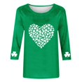 thumbnail image 4 of Mceream T-Shirt à Manches 3/4 pour la Saint-Patrick, Hauts pour Femmes, Printemps, Col Rond, T-Shirts Décontractés, Blouses à Imprimé Floral, T-Shirts Graphiques, Tenues d'Été, Hauts Boho, Grande Taille, Chemises à Imprimé Trèfle, Vert G, 4 of 5