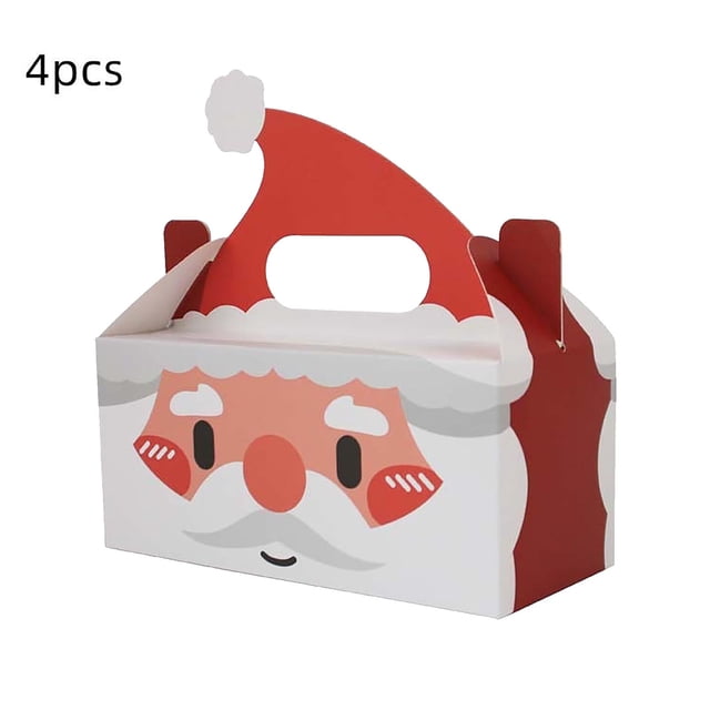 Christmas Gift Box under $5! CQCYD Christmas Gift Box for Cookies and Cakes, 4-Piece Handheld Packaging Set, Holiday Treat Box, Festive Present Wrapping for Holiday Baking