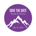 thumbnail image 1 of Darling Souvenir Round 45 Pcs Snowy Mountain Save The Date Stickers Personalized Bride Groom Names And Date Envelope Seals - Violet, 1 of 4