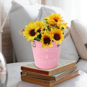 Metal Flower Bucket Iron Vase,Outdoor Flower Pot Vintage Garden Decor,Tabletop Plant Pot Home Decoration,Decorative Flower Bucket Iron Vase Decor Garden Planter Flower Pot Decoration