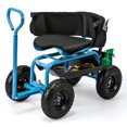 thumbnail image 1 of Costway Chariot de Jardin Roulant Trottinette à Hauteur Réglable avec Siège Pivotant et Rangement pour Outils Bleu, 1 of 10