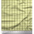 thumbnail image 1 of Soimoi Green Japan Crepe Satin Fabric Window Pane Check Print Fabric by the Yard 42 Inch Wide, 1 of 3