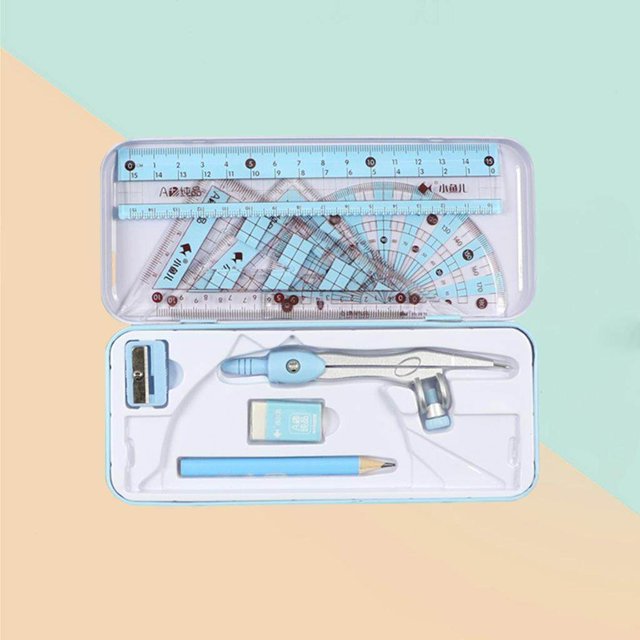 pitrice Kit de Mathématiques Géométrie 8 Pcs Fournitures pour Étudiants Rapporteur pour Dessins Bleu