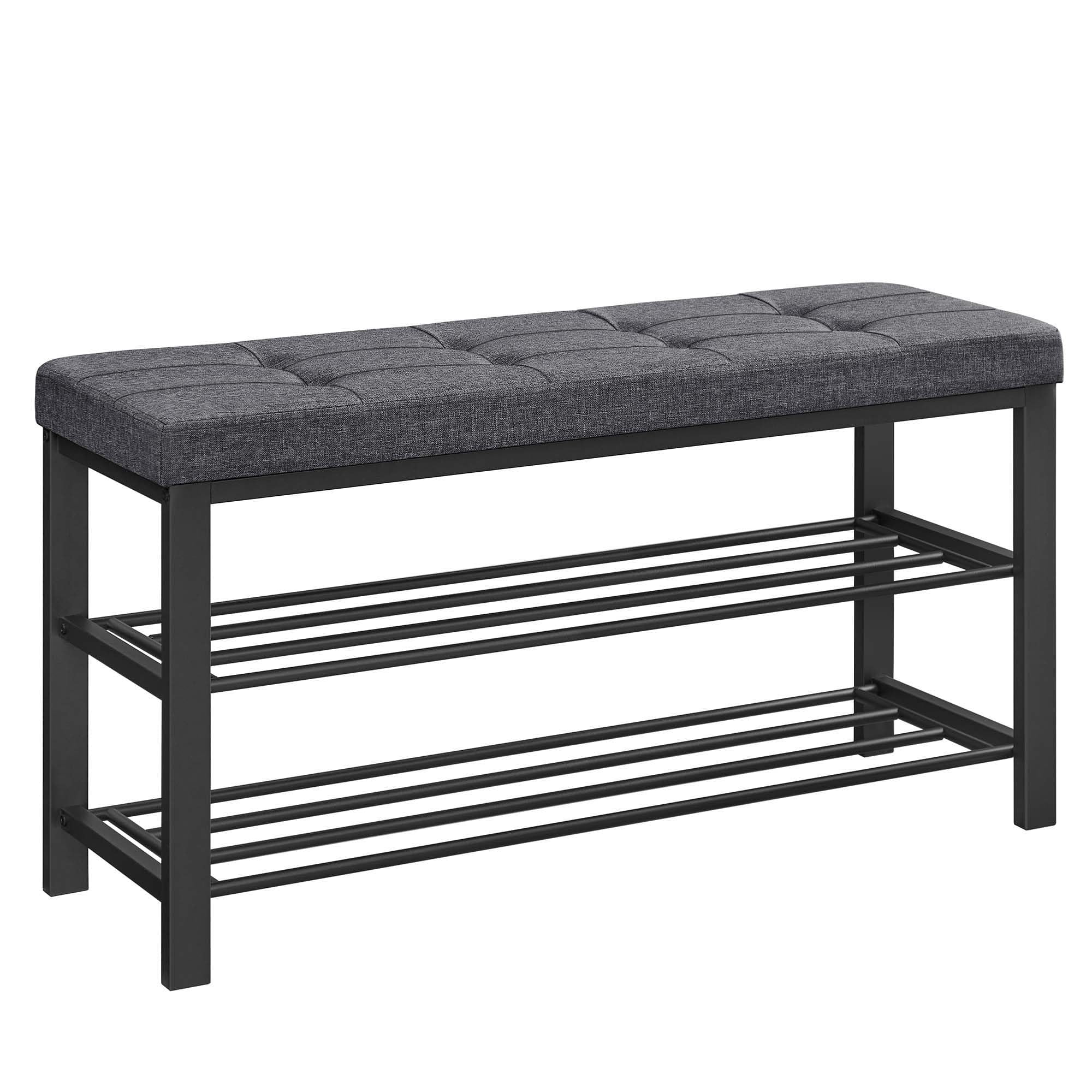 SONGMICS Shoe Bench, 3-Tier Shoe Rack for Entryway, 12.2 x 39.4 x 19.3 Inches, Dark Gray and Black ULBS579B33