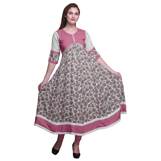 Bimba Kurta Anarkali Longue à Imprimé pour Fête, Évasée, Coupe A, Kurtis pour Femmes