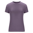 thumbnail image 4 of Yuyuzo Hauts de Sortie pour Femmes T-Shirts à Manches Courtes Col Ras du Cou Extensibles Ajustés T-Shirts Basiques Haut, 4 of 7