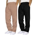 thumbnail image 2 of Men's Hip Hop Pants Casual Solid Color Track Cuff Lace Up Workout Pants With Pocket 2 Pcs, 2 of 3