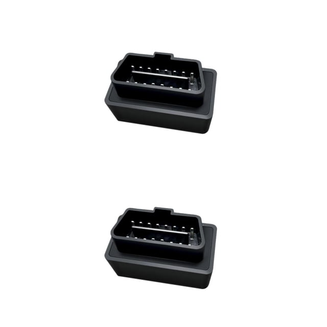 Wweixi Traqueur Localisateur de Voiture en Temps Réel OBD II, Outil de diagnostic ABS Noir compatible avec les Véhicules Protocole OBD II. l'Image Affiche Deux Unités Identiques avec une Conception Rectangulaire Compacte et des Broches de Connecteur Visibles, Idéal pour le Suivi et la Localisation de Voiture via des Applications Mobiles.