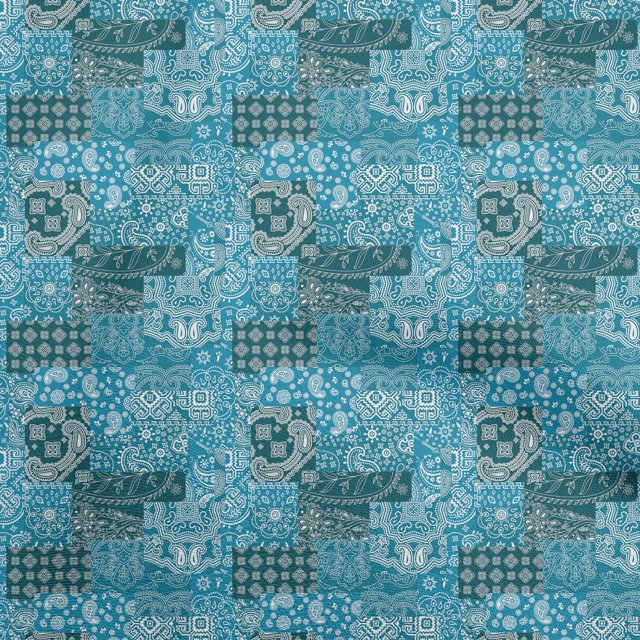 oneOone Tissu en Rayonne Bleu Sarcelle Patchwork Tissu pour Robe Tissu Imprimé au Mètre 56 Pouces de Large