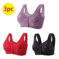 thumbnail image 3 of Bigersell Snap Front Bras for Women 3pcs Wire-Free Bra Style R-69 Breathable Support Bras Pack R-69-purple, 3 of 6