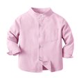 thumbnail image 1 of Besolor Toddler Baby Boys Button down Shirt Kids Long Sleeve Solid Color Stand Collar Fall Spring Dress Tops, 1 of 3