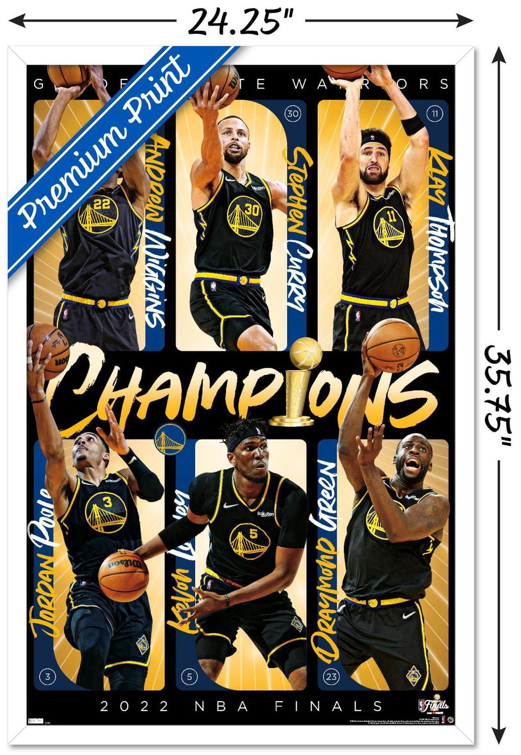 NBA Golden State Warriors - 2022 NBA Finals Champions Wall Poster, 22.375" x 34" Framed