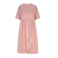 thumbnail image 4 of Robe Longue d'Été pour Femmes en Coton et Lin Grande Taille, Col Ras du Cou, Décontractée, Ample, Tunique, Robe T-Shirt, Robe de Printemps avec Poches, 4 of 6