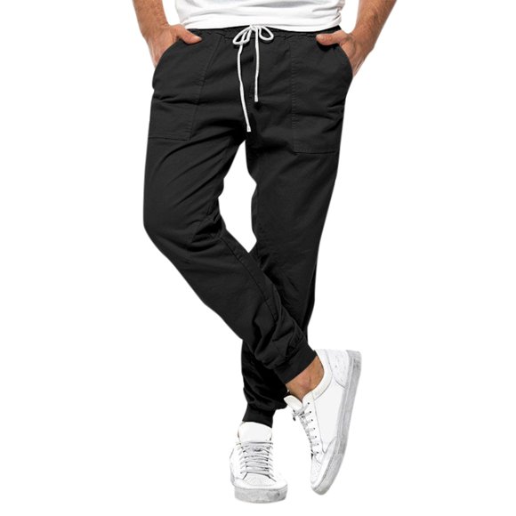 SGMVNU Pants for Men Casual Wide Leg Style with Pockets Comfortable in Pure Color Relaxed Fit Trousers(Black, Size XXXL)