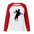 thumbnail image 4 of Nouveaux Hauts pour Femmes 2023 Grande Taille Mode Décontractée Imprimé Col Rond Manches Longues T-Shirt Ample Blouse d'Automne Chandail à Enfiler Hauts Chandails Sans Capuche Coupe Ample Chandail pour Femmes, 4 of 4