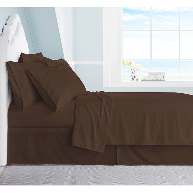 Swift Home Collection de Literie de Luxe, Ensembles de Draps 6 Pcs en Microfibre Brossée Ultra Douce, Extrêmement Durables - Ajustement Facile - Résistant aux Plis - (Inclut 2 Taies d'Oreiller Bonus), California Très Grand, Brun